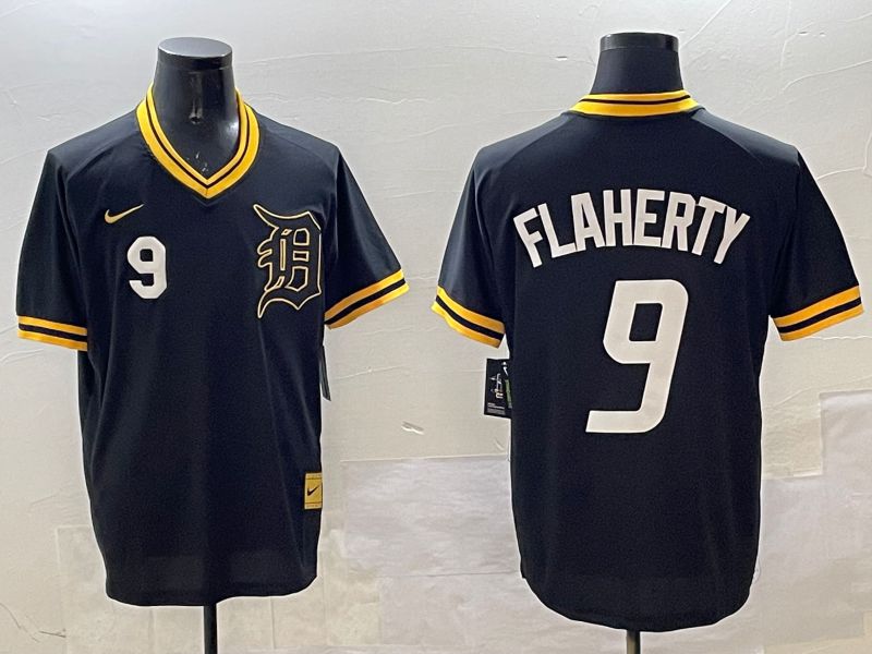 Men Detroit Tigers #9 Flaherty Black Gold Game 2025 Nike MLB Jersey style 5->detroit tigers->MLB Jersey